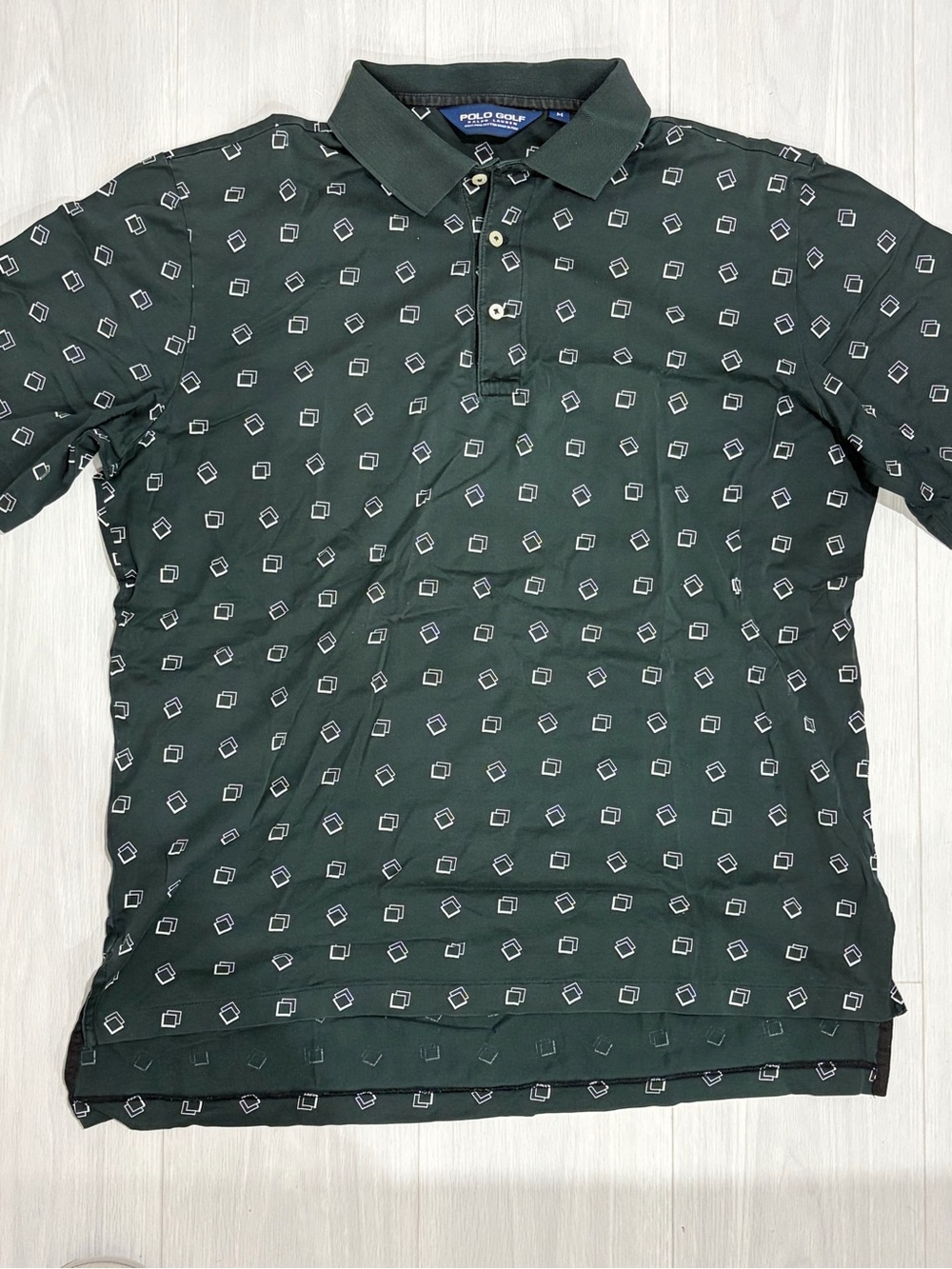 Ralph Lauren Dark Green Polo with White Geometric Print